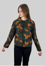 80's Ladies Vintage Green Suede Leather Applique Jacket