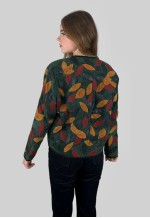 80's Ladies Vintage Green Suede Leather Applique Jacket