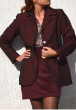 Deadstock 90s shiny burgundy red long blazer,jacket