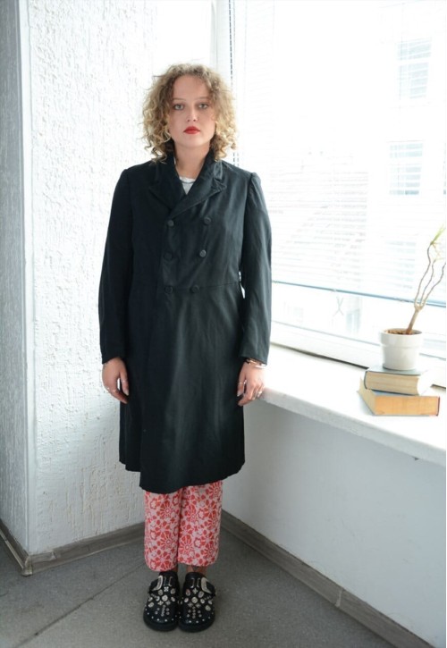 Vintage 50's Black Wool Unisex Tailcoat Style Coat