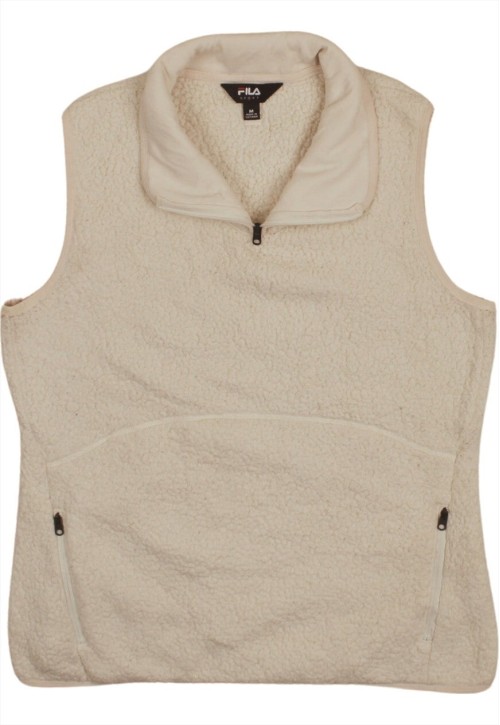 90's Fleece Vest Sleeveless Gilet Medium Beige Cream